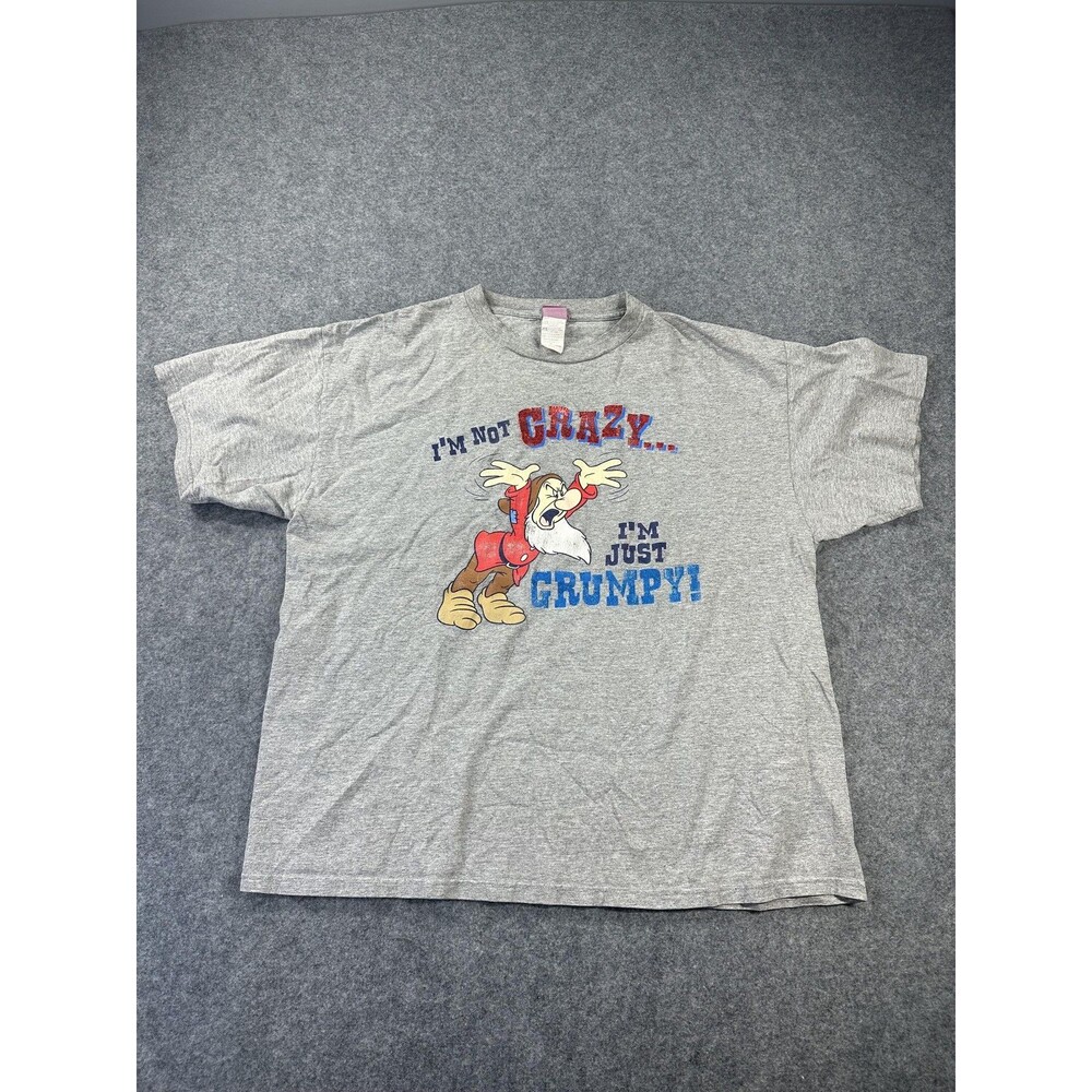 Disney Grumpy Shirt Mens XL Gray I'm Not Crazy Graphic Tee Snow White Dwarfs